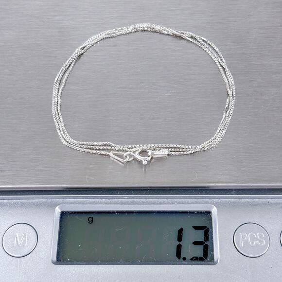 Italian Box Chain Necklace | Vintage Sterling Silver 925 | 18" - Picture 3 of 3